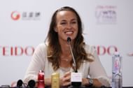 Martina Hingis pictured at a press conference | Image Source: Getty